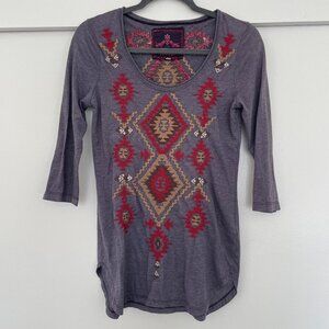 Johnny Was Aztec heavy embroidery tunic top
